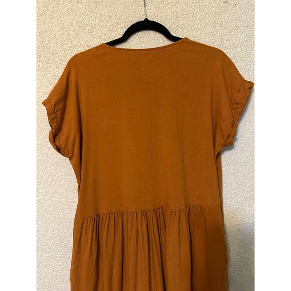 Lou & Grey Womens‎ Size Small Linen Blend Dress Oversized Pockets Rust Orange - Picture 8 of 10